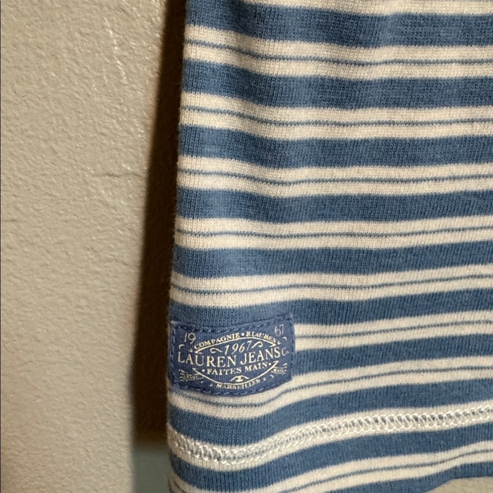 Ralph Lauren Blue and White Striped Short Sleeve Top - Picture 3 of 8
